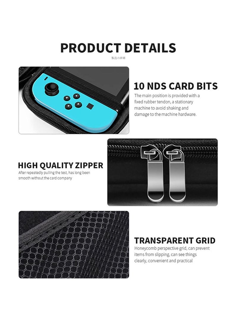 Flash Hawk 8 in 1 Carrying Case Accessories For Nintendo Switch OLED Model Include Screen Protector, Protective Cover Case, Data Cable, Kickstand, Thumb Grip Caps  - Image 4