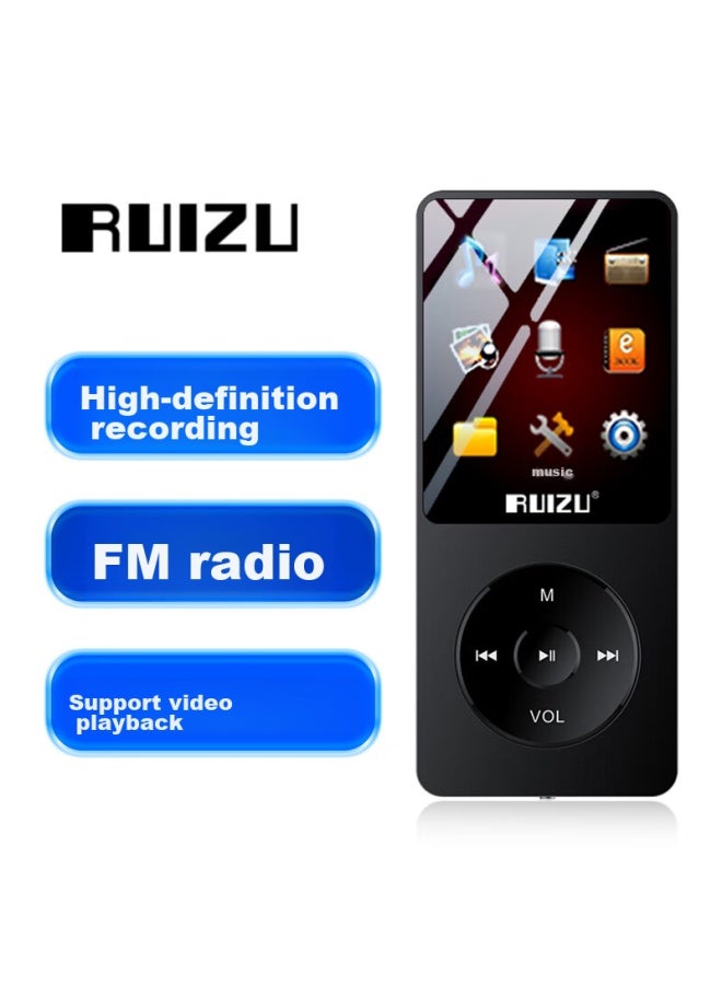 RUIZU مشغل موسيقى Mp3/mp4 أسود X02 8g ميني محمول للطلاب كتاب إلكتروني للاستماع باللغة الإنجليزية مع فتحة بطاقة - Image 4