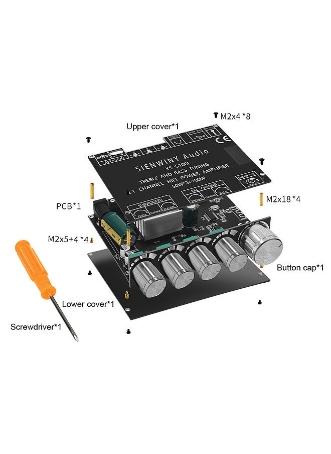 Generic - Portable BT Power Amplifier Module Multifunctional 2.1 Channel Power Amp Board Stereo Subwoofer Amplifier Board - Image 1