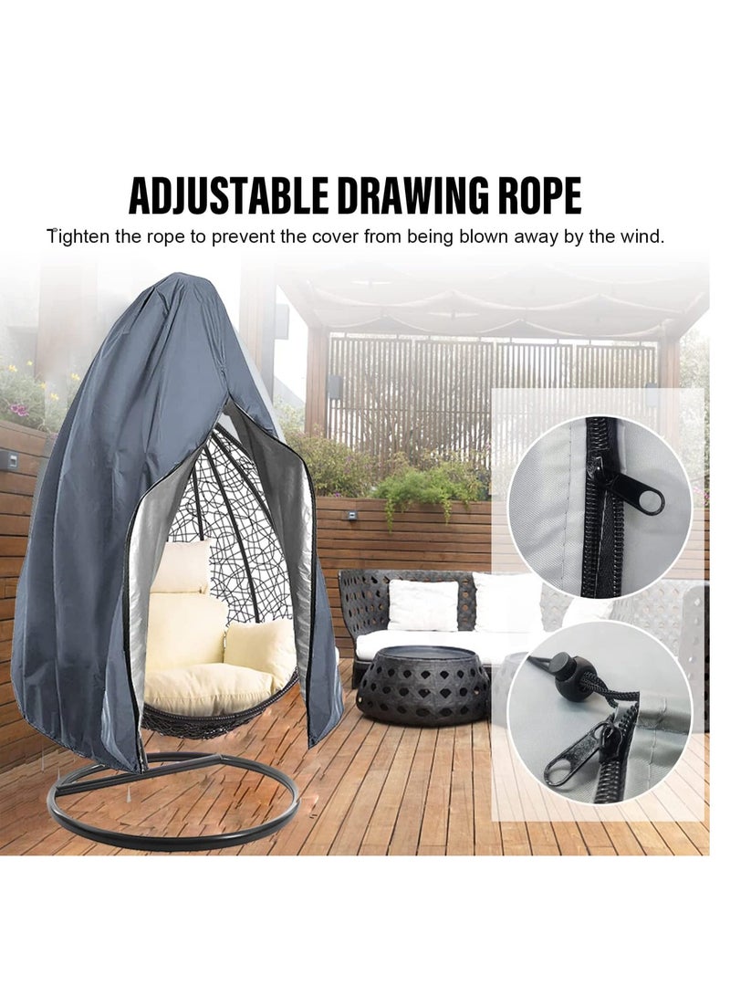 KASTWAVE غطاء كرسي معلق 190x115 سم، أغطية كراسي الحدائق مقاومة للماء، غطاء كرسي بيض معلق للحديقة مقاوم للماء وقوي للخارج، واقي أثاث الحدائق الثقيل المقاوم للماء والرياح متين - Image 3