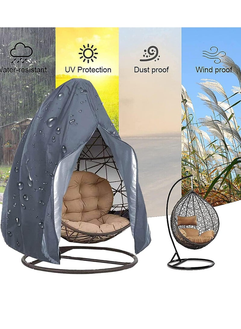 KASTWAVE غطاء كرسي معلق 190x115 سم، أغطية كراسي الحدائق مقاومة للماء، غطاء كرسي بيض معلق للحديقة مقاوم للماء وقوي للخارج، واقي أثاث الحدائق الثقيل المقاوم للماء والرياح متين - Image 4