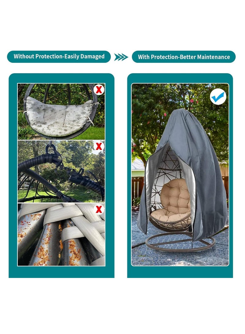 KASTWAVE غطاء كرسي معلق 190x115 سم، أغطية كراسي الحدائق مقاومة للماء، غطاء كرسي بيض معلق للحديقة مقاوم للماء وقوي للخارج، واقي أثاث الحدائق الثقيل المقاوم للماء والرياح متين - Image 5