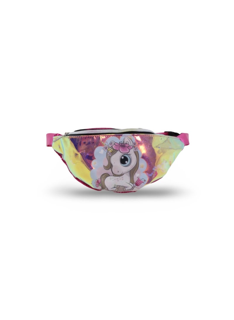 Waist Bag – Glitter Fuchsia with Unicorn Design - Image 1