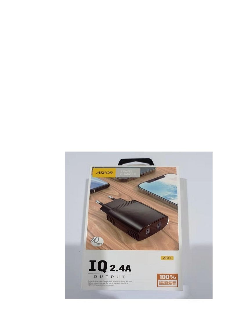 Aspor A811 2.4 A IQ Home charger Plus Micro Cable 2 USB - Black - Image 3