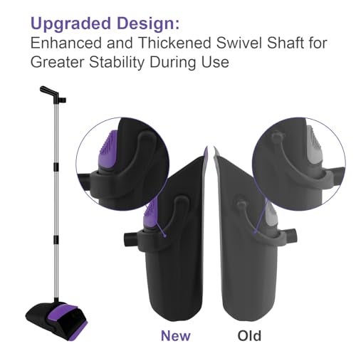 TNELTUEB Broom and Dustpan Set, Upright Purple Broom with Dustpan Combo Set 51" Long Handle, Self Cleaning Dust Pan for Home, Kitchen and Office - Image 3