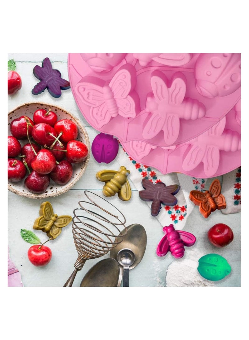 KASTWAVE قالب كيك سيليكون ثلاثي الأبعاد على شكل حشرات، قالب حلوى شوكولاتة، أدوات تزيين كيك لكوب كيك شوكولاتة فاتاومب، 3 قطع - Image 2