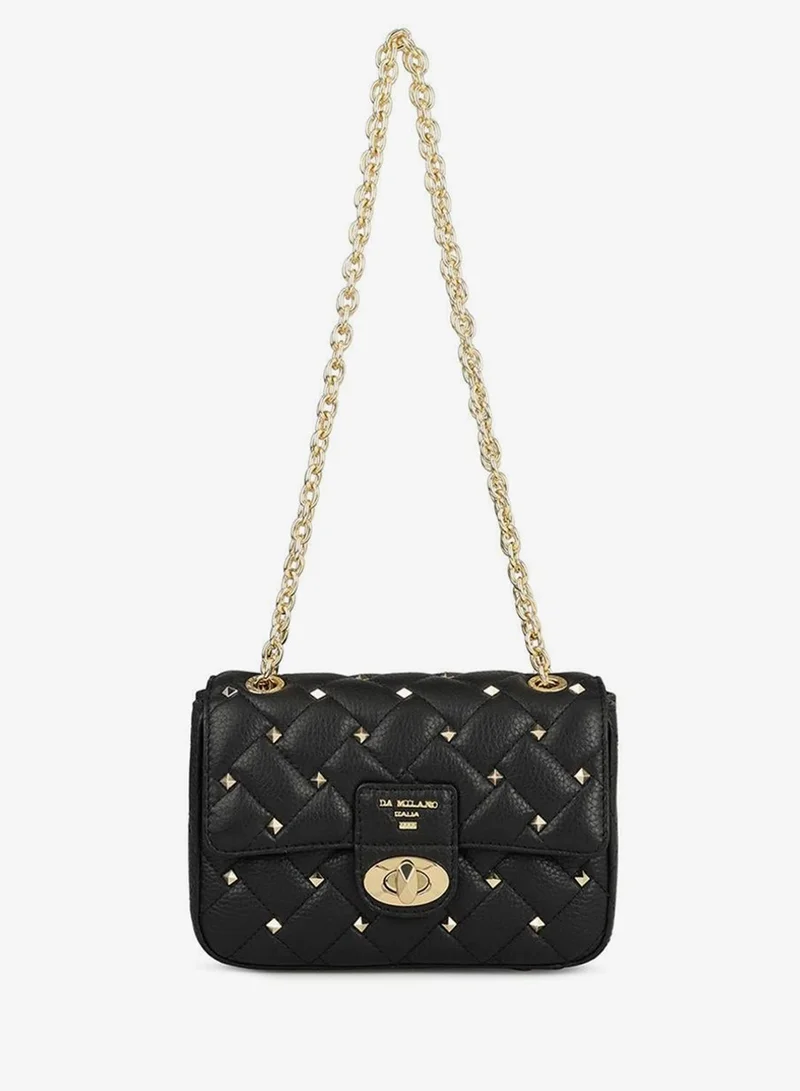 Da Milano Genuine Leather Black Sling Bag