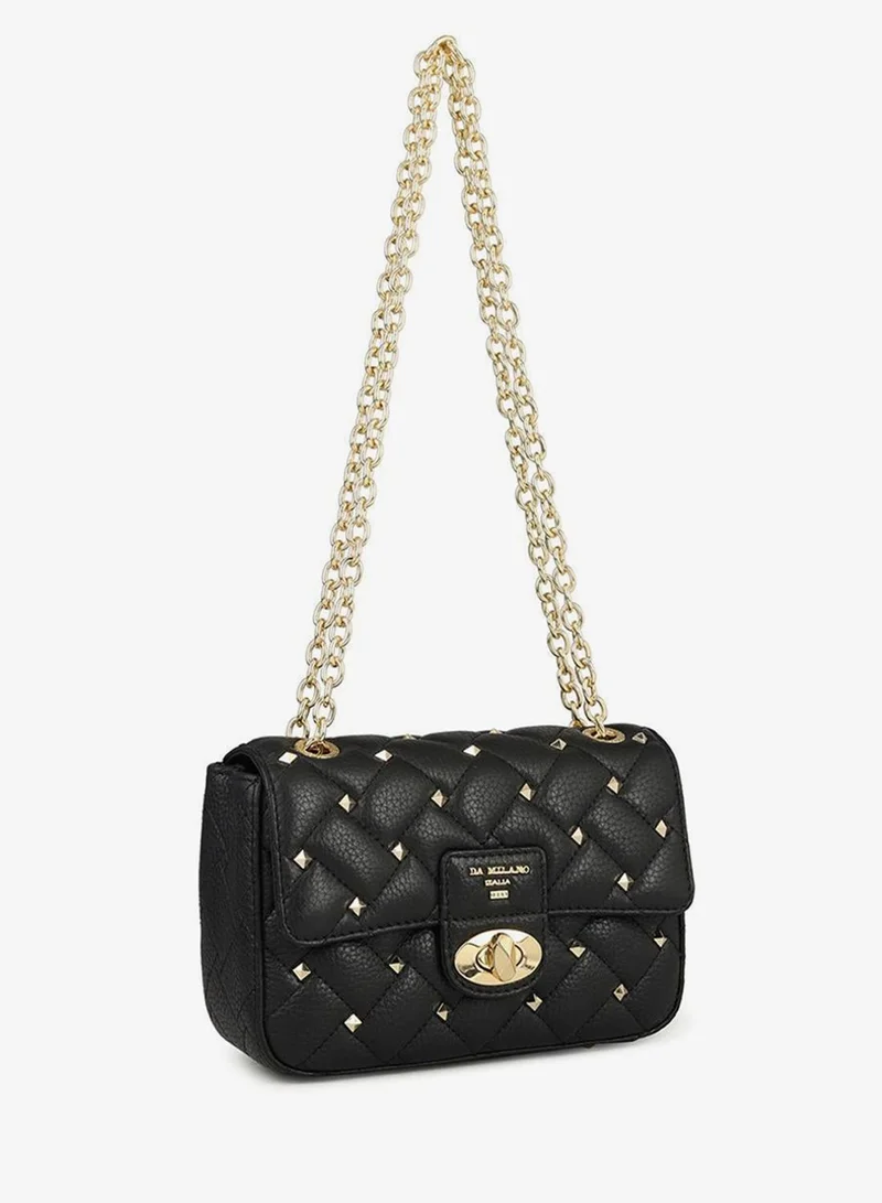 Da Milano Genuine Leather Black Sling Bag