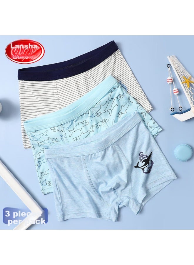 LANG SHA Langsha Children's Underwear, Boys' Boxer Briefs, Modal Antibacterial Class A Comfortable Breathable Student Baby Boxer Shorts, 110 - Image 1