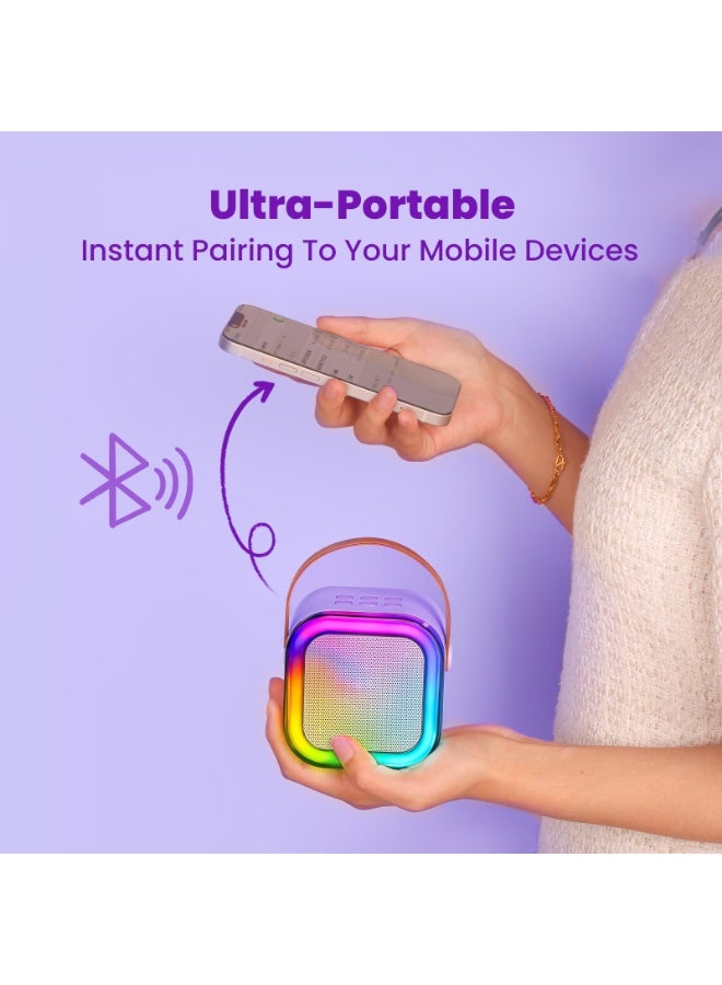 Mini Karaoke Machine for Kids, Portable Bluetooth Karaoke Speaker with 2 Wireless Mics and led Colorful Lights for Kids Adults, Gifts Toys for Girls Boys Family Home Party(Purple) - Image 5