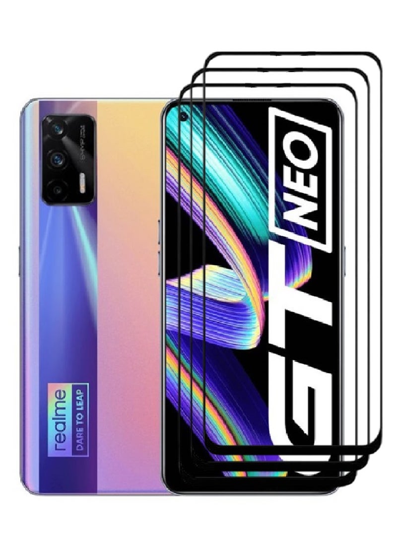AINA حماية شاشة زجاجية مقساة 3 قطع مصممة لجهاز Realme GT Neo تغطي الشاشة بالكامل مع لاصق كامل من الحافة إلى الحافة وخالية من الفقاعات - Image 1