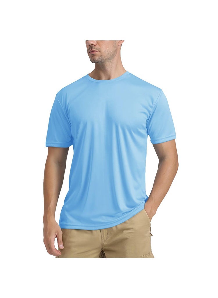 Mens UPF50+ Quick-Dry Sun Protection Tee Blue