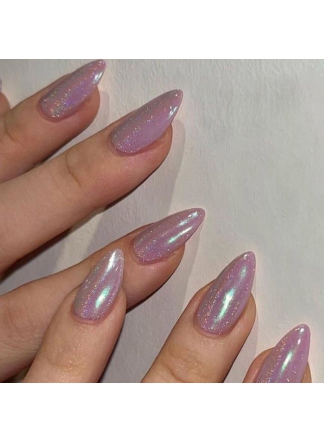 KQueenest Dusty Pink Press on Nails Medium Almond, Gel Fake Nails Press on, Glue on Nails Medium Length, Neutral Stiletto Acrylic Nails, Reusable False Nails with UV Coating for Valentines in 24 Pcs - Image 2