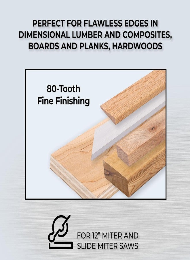 Kreg 12" SureCut Fine Finishing 80-Tooth Saw Blade - Carbide-Tipped Blade - For Miter & Table Saws - Smooth, Quiet Operation for Cabinetry & Trim - User-Friendly Woodworking - KSB12FF80 - Image 4