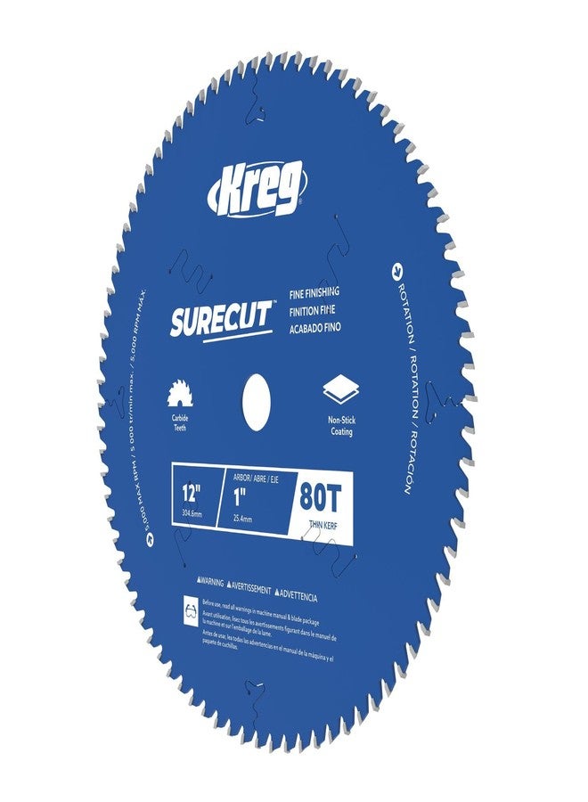 Kreg 12" SureCut Fine Finishing 80-Tooth Saw Blade - Carbide-Tipped Blade - For Miter & Table Saws - Smooth, Quiet Operation for Cabinetry & Trim - User-Friendly Woodworking - KSB12FF80 - Image 2