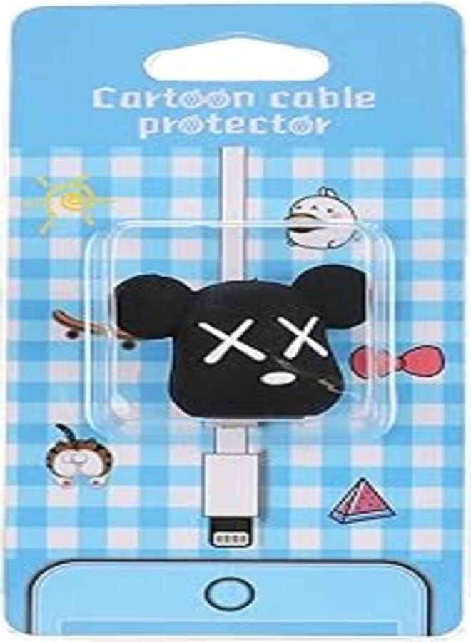 Generic Silicone Cable Bite With Mouse Design For Your Charging Cord - Black White
