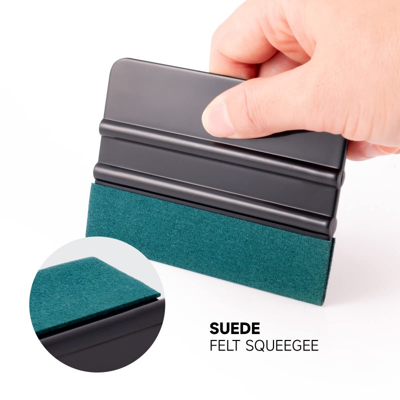FOSHIO Vinyl Wrap Squeegee 4 Inch with Micro Fiber Suede Felt Edge, Scraper for Window Tinting, Sign Making and Sticker Wrap Application Tools, Pack of 3 Black Felt Squeegee for Vinyl - Image 4
