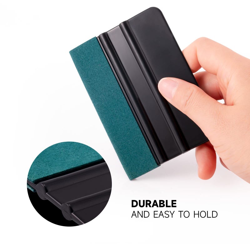 FOSHIO Vinyl Wrap Squeegee 4 Inch with Micro Fiber Suede Felt Edge, Scraper for Window Tinting, Sign Making and Sticker Wrap Application Tools, Pack of 3 Black Felt Squeegee for Vinyl - Image 5