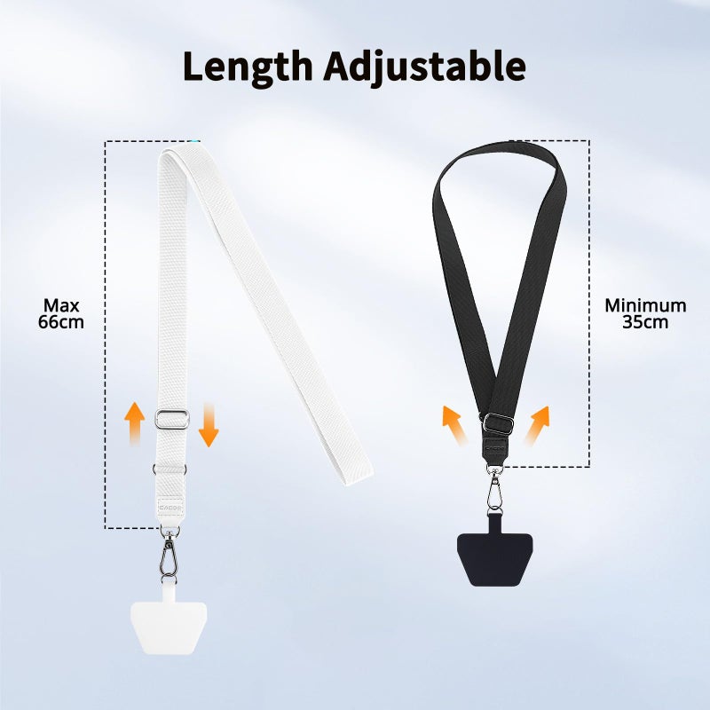 CACOE Phone Lanyard 2 Pcs-Adjustable Neck Strap,Universal Crossbody Lanyards Compatible with Most Smartphones (Black+White, 21.65") - Image 5