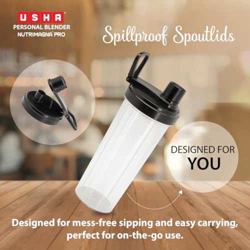 USHA Blender Nutrimagna Pro | 600W |On the Go Blender| Stainless steel blades| Spill proof spout and store lid | 2 blade assembly | Maroon - Image 3