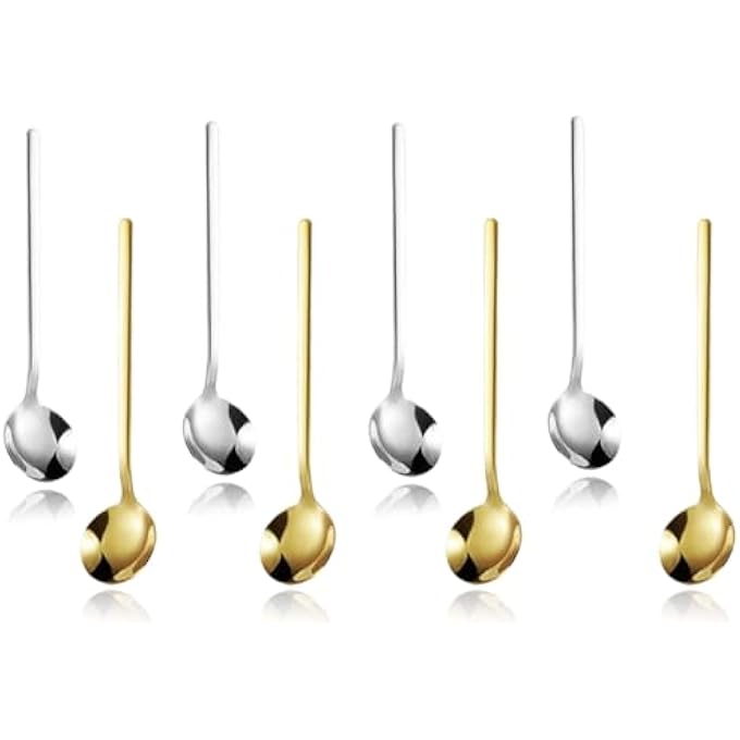 ريحني 8 قطع قهوة من الفولاذ المقاوم للصدأ جيدة للإسبريسو، حلويات السكر، حساء الآيس كريم، مجموعة 2 لون، كعكة الآيس كريم، لونين - Image 2