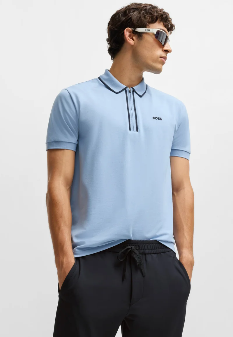 BOSS Tapered-fit trousers in water-repellent stretch fabric