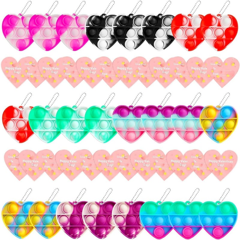 JDSTY Valentines Day Gifts for Kids24 Mini Pop Bubbles Bulk with KeychainStress Relief Sensory Fidget Pack for Kids School Class Classroom Valentines Day Cards Gifts Prizes Party Favors - Image 3