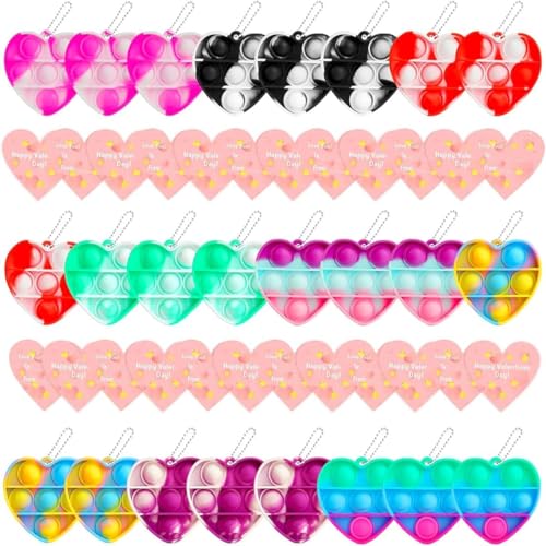 JDSTY Valentines Day Gifts for Kids24 Mini Pop Bubbles Bulk with KeychainStress Relief Sensory Fidget Pack for Kids School Class Classroom Valentines Day Cards Gifts Prizes Party Favors - Image 1
