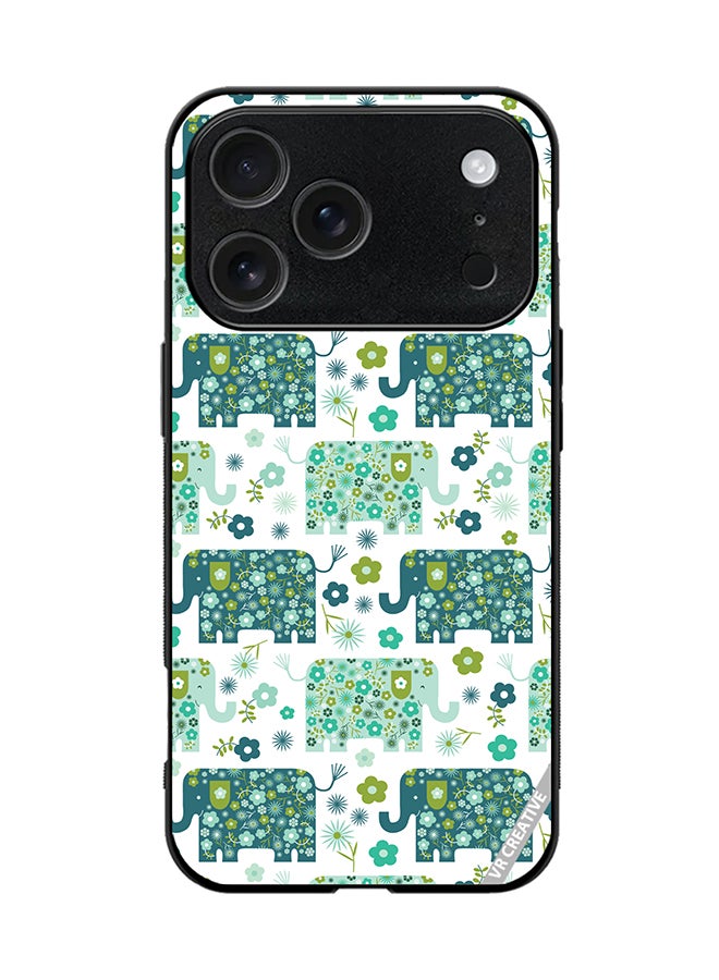 VR CREATIVE Protective Case Cover For Apple iPhone 17 Pro Cute Elephant Green Design Multicolour