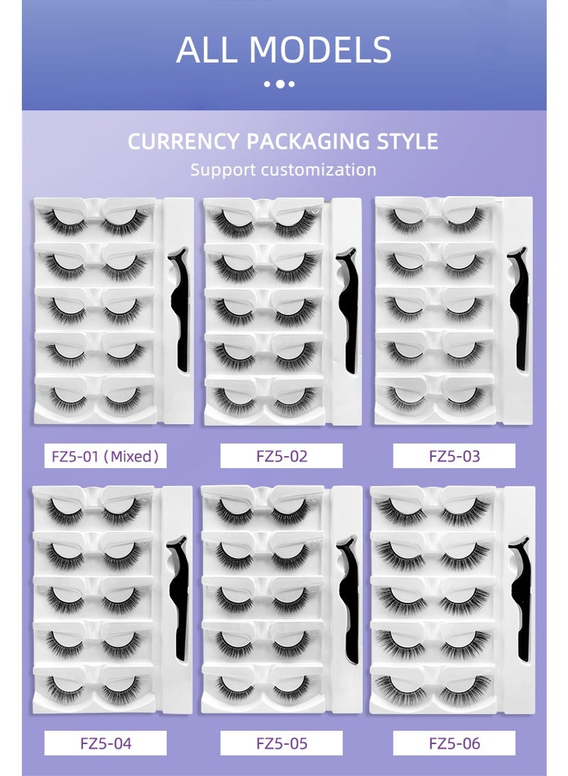 5 أزواج من الرموش ذاتية اللصق بدون غراء ، مما يجعل من السهل إنشاء مظهر جميل. هذا المنتج عبارة عن عبوة مختلطة ، ما مجموعه 5 أنماط ، ويأتي مع مشبك مع العبوة لسهولة الارتداء. المنتج سهل الارتداء ، مقاوم للماء ، قابل لإعادة الاستخدام ، طبيعي وجميل ، ويضخم العينين. - Image 3