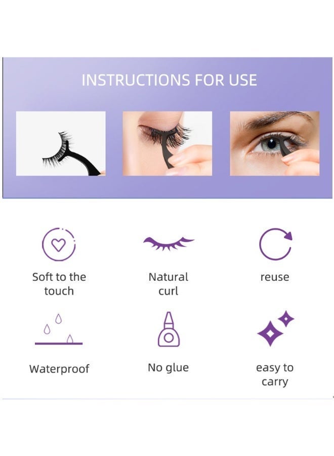 5 pairs of self-adhesive eyelashes without glue, making it easy to create a beautiful look. This product is a mixed pack, a total of 5 styles, and comes with a clip with the package for easy wearing. The product is easy to wear, waterproof, reusable, natural and beautiful, and magnifies the eyes. - Image 2