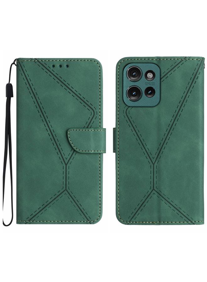 Zaboon For Motorola Moto G15 Stitching Embossed Leather Phone Case(Green)