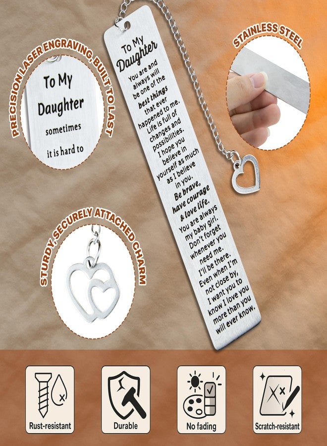 WACANTIC Daughter Metal Bookmark - Inspirational Graduation Gift for Daughter, Birthday Gifts for Daughter Girl, College Graduation Daughter Gift from Mom, Stainless Steel Bookmark Metal Bookmarks for Women - Image 4