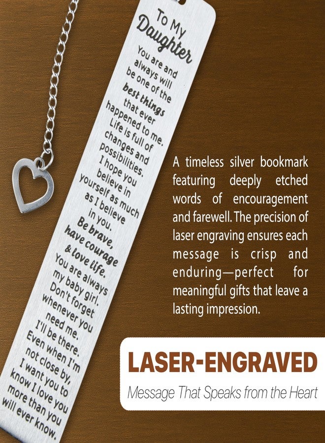WACANTIC Daughter Metal Bookmark - Inspirational Graduation Gift for Daughter, Birthday Gifts for Daughter Girl, College Graduation Daughter Gift from Mom, Stainless Steel Bookmark Metal Bookmarks for Women - Image 2
