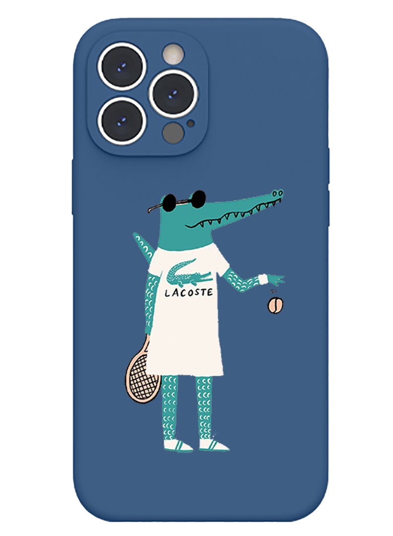 Theodor Protective Slim Fit Case Liquid Silicone Cover with Full Body Protection Anti-Scratch Shockproof Case For iPhone 12 Pro Max Blue  - Lacoste copy - Image 1