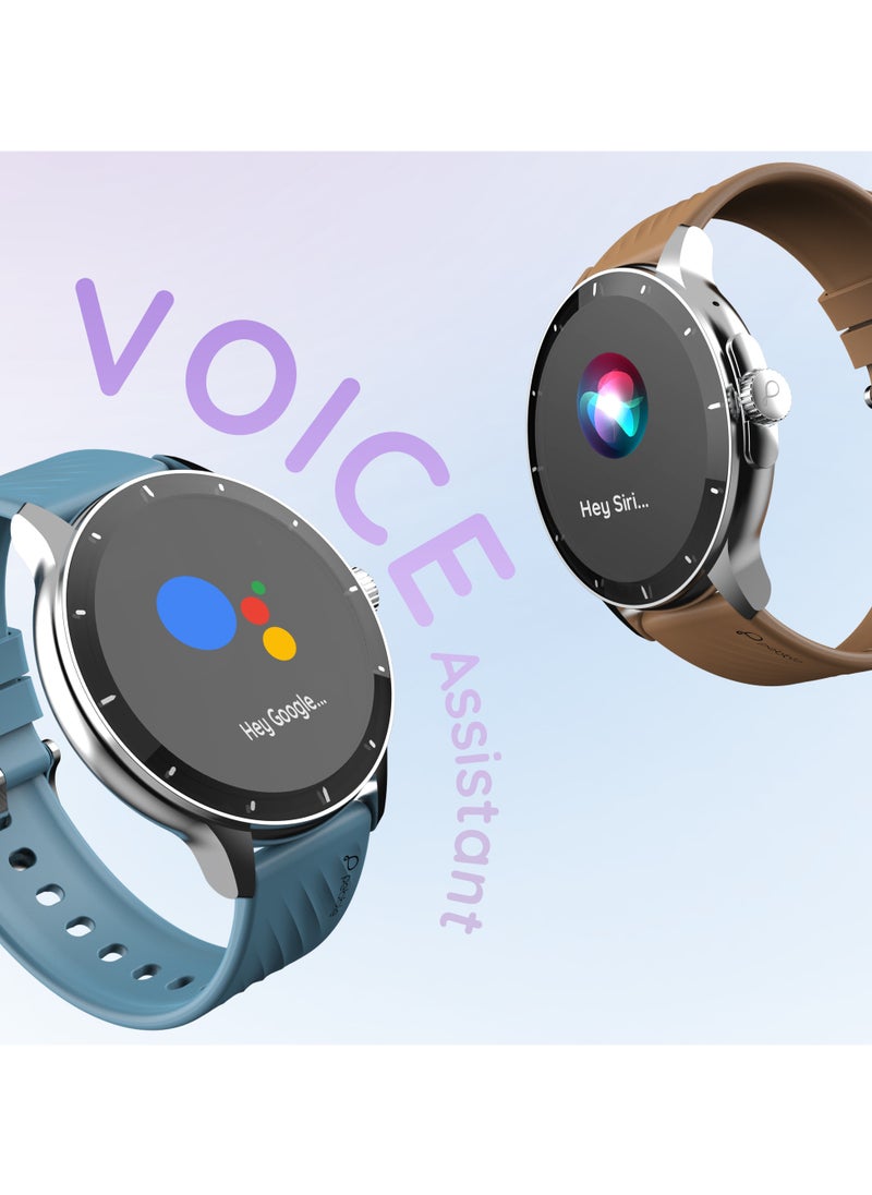Pebble - Polar 1.52" HD Round Display Smartwatch, Quick Notification, Compatible for Android & iOS, BT Calling, SpO2, Heart Rate and Sleep Monitoring, Multi Watch Faces, AI Voice Assistant, Evening grey - Image 1