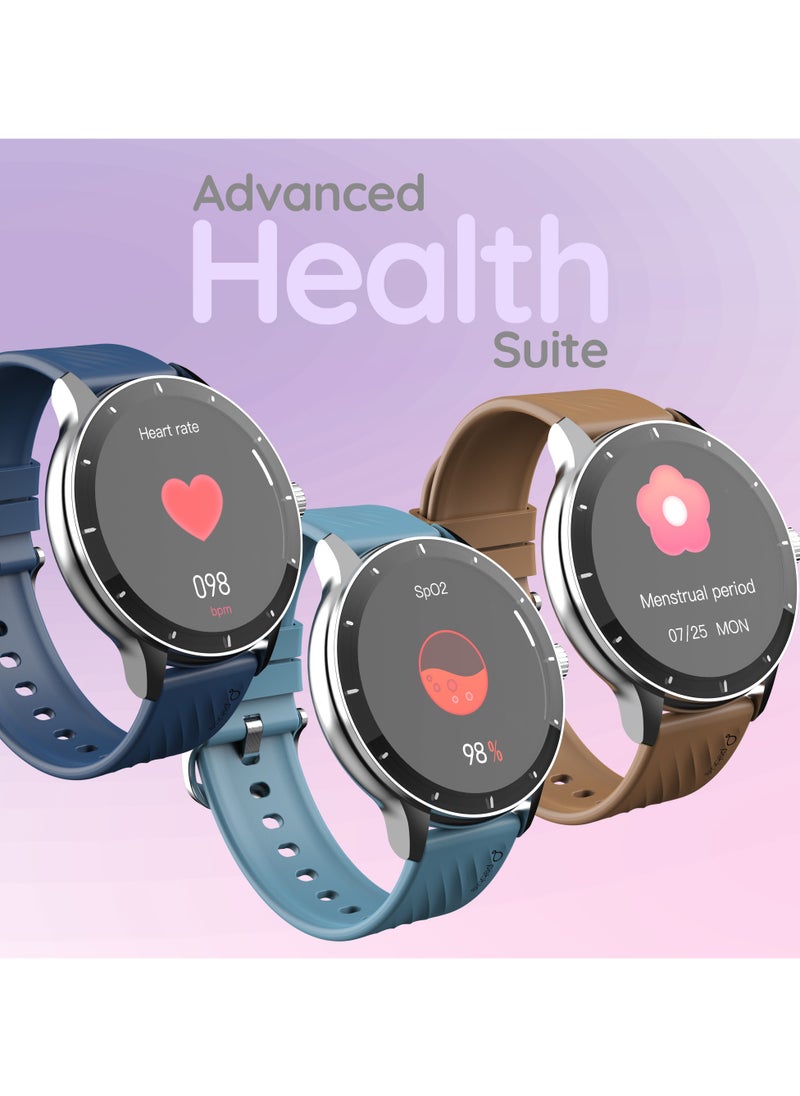 Pebble - Polar 1.52" HD Round Display Smartwatch, Quick Notification, Compatible for Android & iOS, BT Calling, SpO2, Heart Rate and Sleep Monitoring, Multi Watch Faces, AI Voice Assistant, Evening grey - Image 1