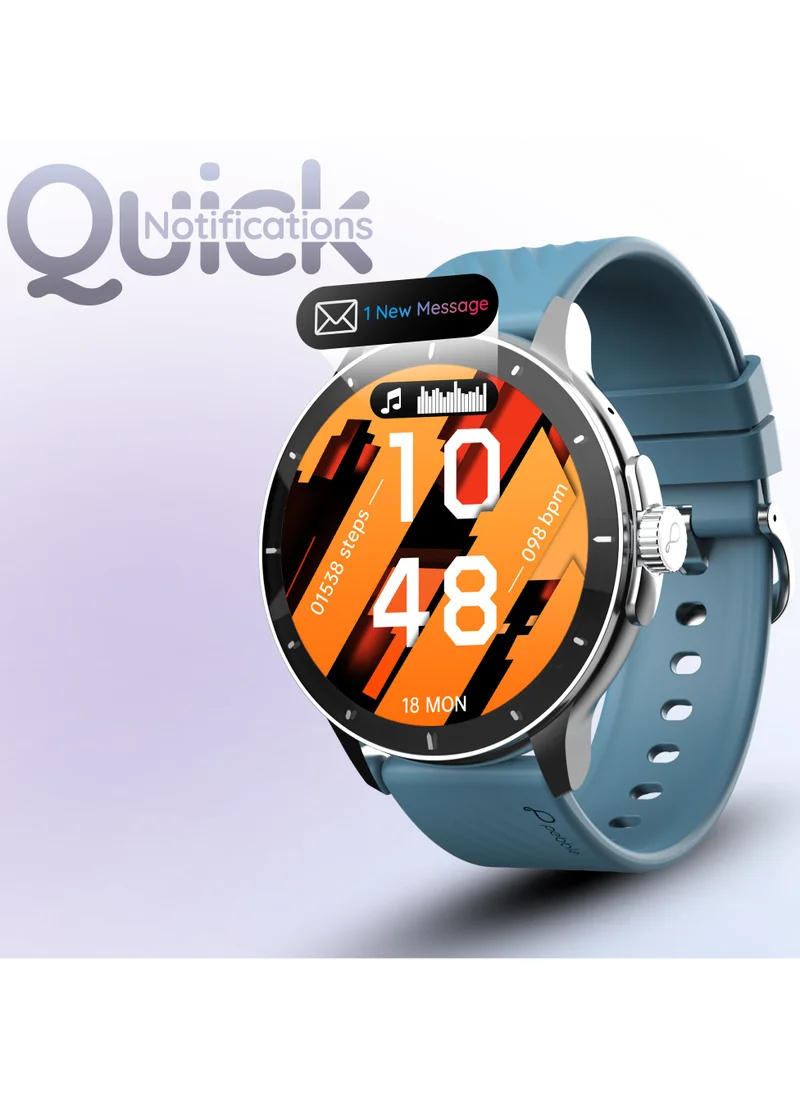 Pebble Polar 1.52" HD Round Display Smartwatch, Quick Notification, Compatible for Android & iOS, BT Calling, SpO2, Heart Rate and Sleep Monitoring, Multi Watch Faces, AI Voice Assistant, Evening grey