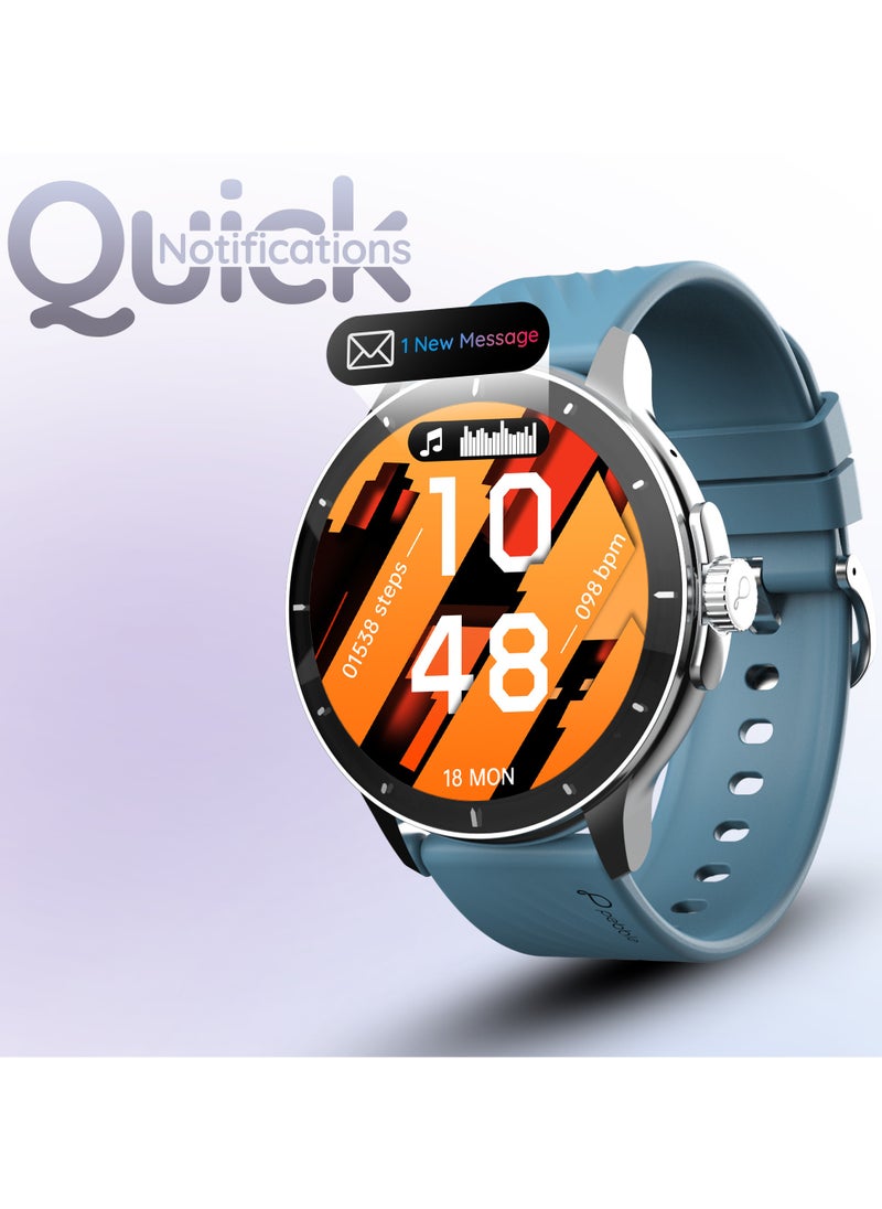 Pebble - Polar 1.52" HD Round Display Smartwatch, Quick Notification, Compatible for Android & iOS, BT Calling, SpO2, Heart Rate and Sleep Monitoring, Multi Watch Faces, AI Voice Assistant, Evening grey - Image 1