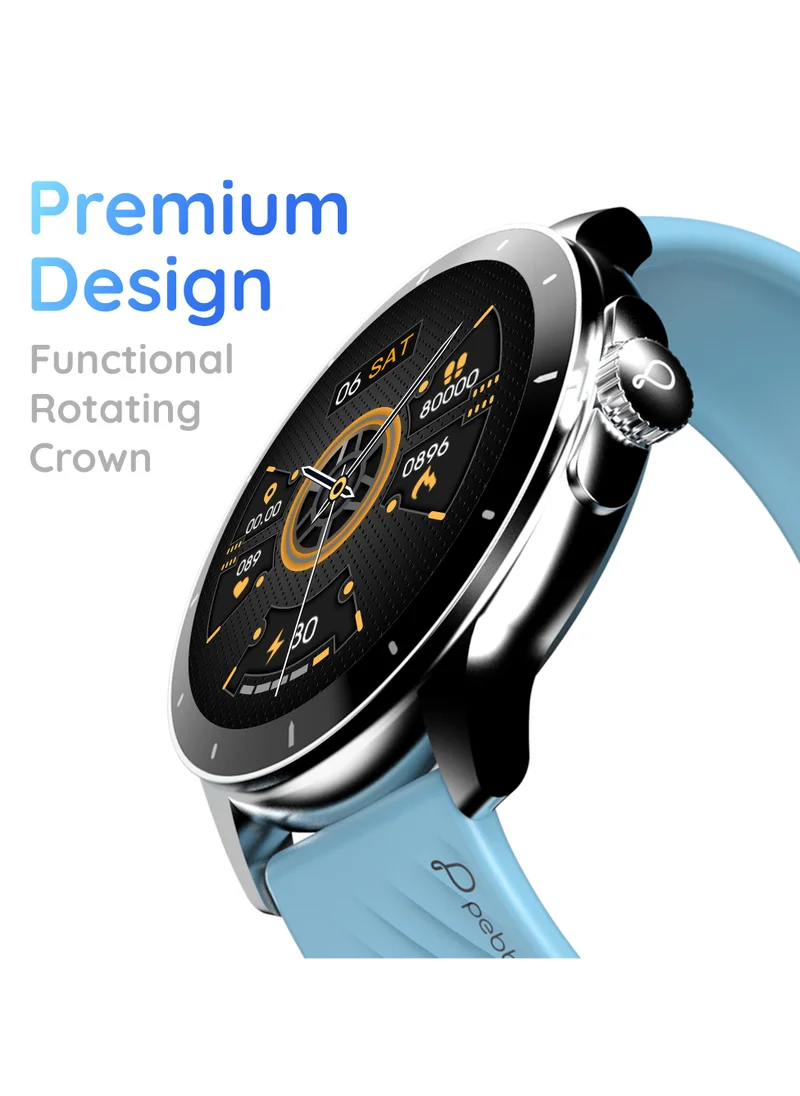 Pebble Polar 1.52" HD Round Display Smartwatch, Quick Notification, Compatible for Android & iOS, BT Calling, SpO2, Heart Rate and Sleep Monitoring, Multi Watch Faces, AI Voice Assistant, Evening grey