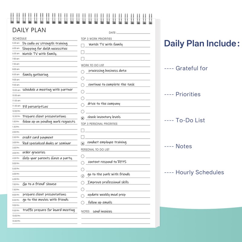 KAICN Daily Shedule Planner Half-Hourly Appointment Planner Personal Organizer with Work To-Do List, Priorities, 105 Days for Productivity Planner, No Bleed Everyday Planner, Daily Schedule, 6.5 x 9.8 - Image 2
