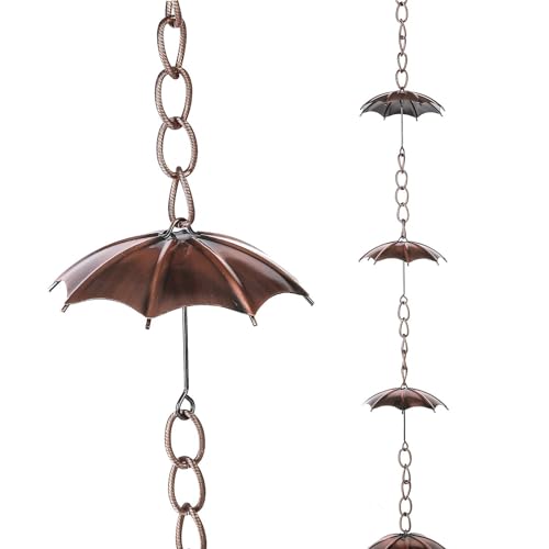 Topadorn Rain Chains Metal Decorative 72" Adjustable Umbrella Rain Chain for Home Garden Patio Outdoor Decor, Functional and Decorative Replacement for Gutter Downspouts - Image 1