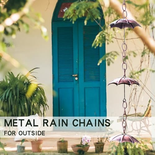 Topadorn Rain Chains Metal Decorative 72" Adjustable Umbrella Rain Chain for Home Garden Patio Outdoor Decor, Functional and Decorative Replacement for Gutter Downspouts - Image 4
