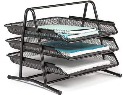 S SMITEX Smitex Metal Mesh 3 Tier Document Tray File Tray File Rack for A4 DocumentsFilesPapersLettersfolders Holder Desk Organizer Black - Image 4