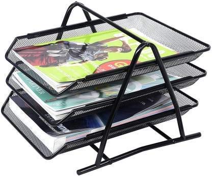 S SMITEX Smitex Metal Mesh 3 Tier Document Tray File Tray File Rack for A4 DocumentsFilesPapersLettersfolders Holder Desk Organizer Black - Image 2