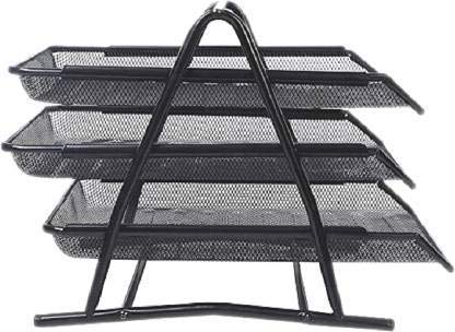 S SMITEX Smitex Metal Mesh 3 Tier Document Tray File Tray File Rack for A4 DocumentsFilesPapersLettersfolders Holder Desk Organizer Black - Image 5
