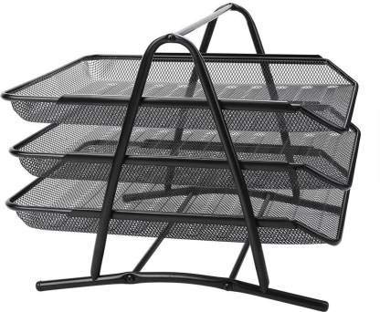 S SMITEX Smitex Metal Mesh 3 Tier Document Tray File Tray File Rack for A4 DocumentsFilesPapersLettersfolders Holder Desk Organizer Black - Image 3