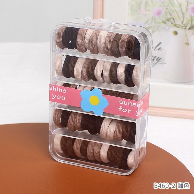 إسكدنيا 60pcs Kids Hair Ties Sweet No-Damage High-Elasticity 2# brown