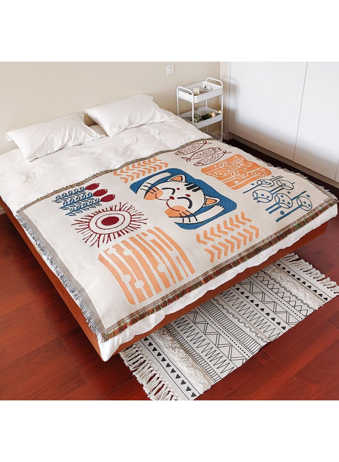 Style Cotton Yarn Jacquard Cover Blanket Bed End Decoration Towel Hotel Linen Hotel Homestay Bed Flag Bed End Towel