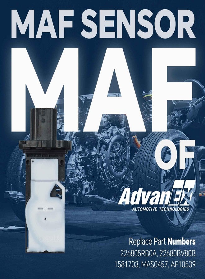 AdvanEX 226805RB0A Mass Air Flow Sensor MAF Compatible with Infiniti QX60 Nissan Altima/Juke/Kicks/Maxima/Murano/Pathfinder/Rogue/Sentra/Versa Replaces 22680BV80B 1581703 - Image 2
